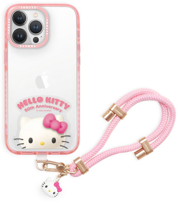 GARMMA Hello Kitty 50th 公仔手機防丟掛繩, 1個, 50th KITTY-粉, 粉