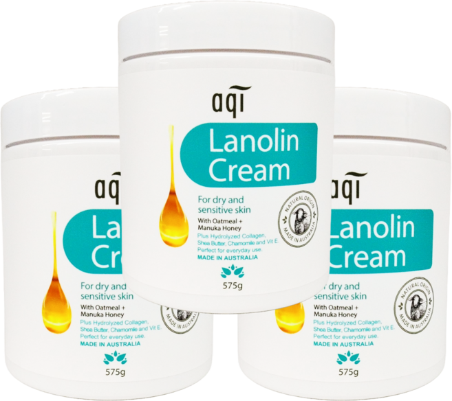 AQI 雅葵 綿羊油潤膚霜 Lanolin Cream 身體乳 575g 澳洲製造, 3個