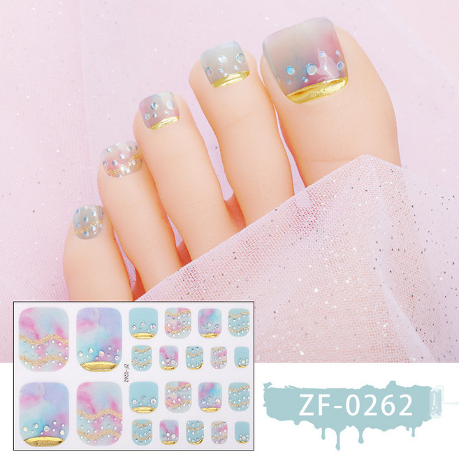 GUEFOON 腳趾美甲貼 燙金 防水, 1組, ZF 0262:裸片+甲挫