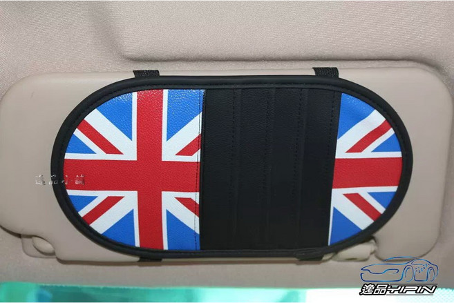 【逸品汽車百貨】車用 英倫風 遮陽板CD袋 米字旗 可放5片CD CD收納 mini cooper, 1個, 單入價格, 如圖