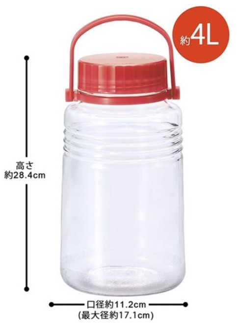 ADERIA 日本製 4L 梅酒罐 玻璃密封罐, 4L宅配, 1個