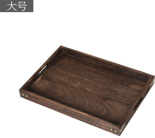 good 木托盤木質茶盤茶托盤長方形實木家用餐具日式水杯木盤子茶具, 桐木重燒大號 桐木重燒, 1個