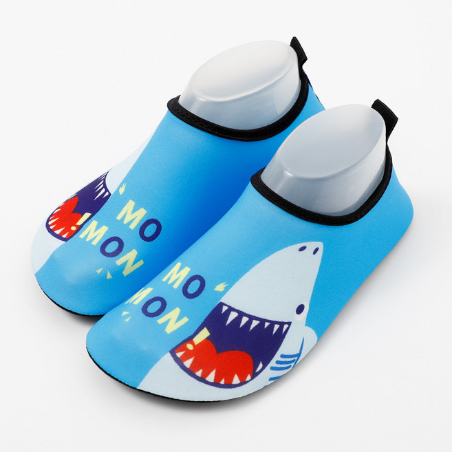兒童沙灘鞋 戶外涉水溯溪鞋 防滑軟底印花, 10 cm, 鯊魚E16:30-31(適合腳長18-19)