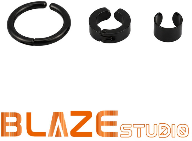 BLAZE 光面三件套夾式耳環