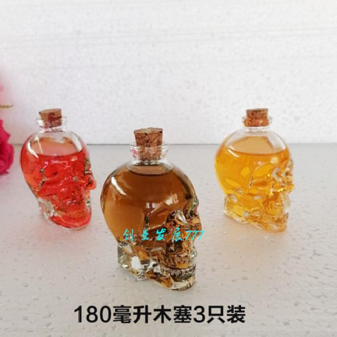 good 玻璃帶蓋便攜玻璃空瓶空酒瓶個性酒壺個性酒瓶, 1個, 180ml木塞 3只裝