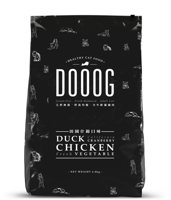 DOOOG 田園什錦口味 鴨肉蔓越莓雞肉鮮蔬配方 成貓飼料, 1個, 6.8kg, 杜革田園什錦貓糧
