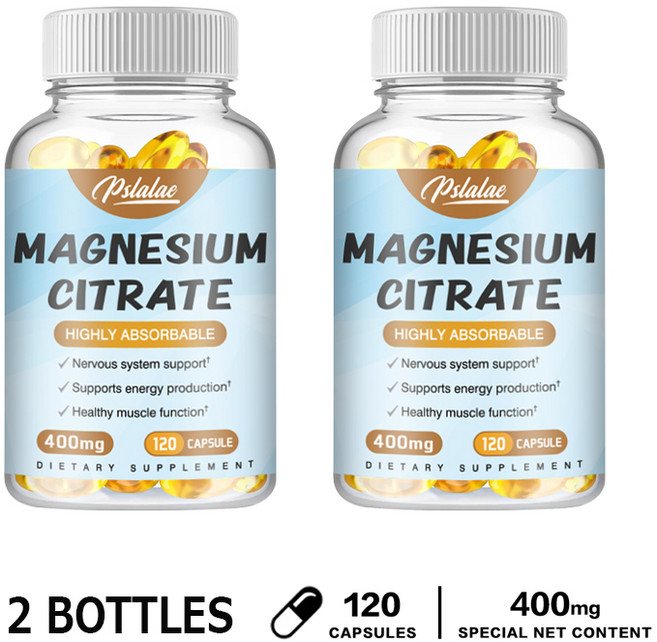 Pslalae 鎂 (Magnesium Citrate) 400mg 高度吸收 支持神經系統 能量生產與肌肉功能, 240組