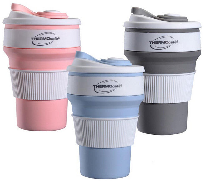 THERMOcafe 凱菲矽膠摺疊杯350ML,水杯、水壺、咖啡杯,0.35L,TCFC-350, 藍色, 1個