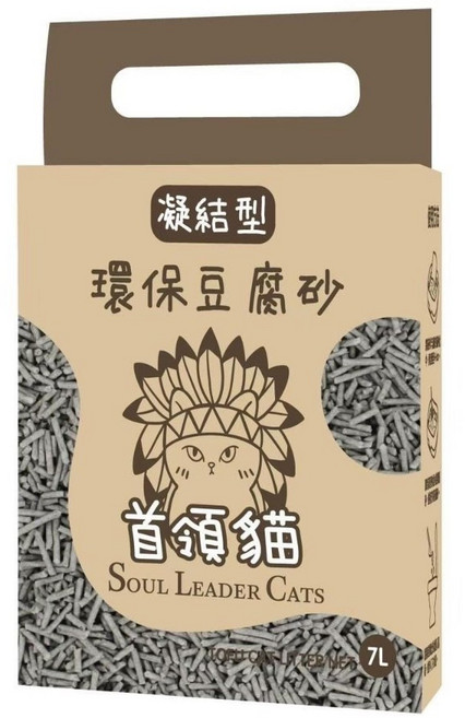首領貓 環保豆腐砂 7L 條狀 凝結型, 1個, 首領貓環保豆腐砂-活性碳,破碎型