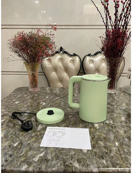不鏽鋼電熱水壺家用自動斷電雙層防燙, 現貨【英規】2.3L綠色,1至99臺, 1個