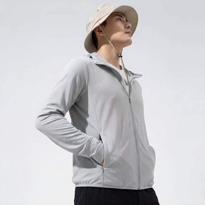 冰絲外套 UPF50+ 戶外防曬衣 涼感外套男 防紫外線 抗UV外套 遮陽外套 釣魚防曬衣 釣魚遮陽衣, 銀灰色