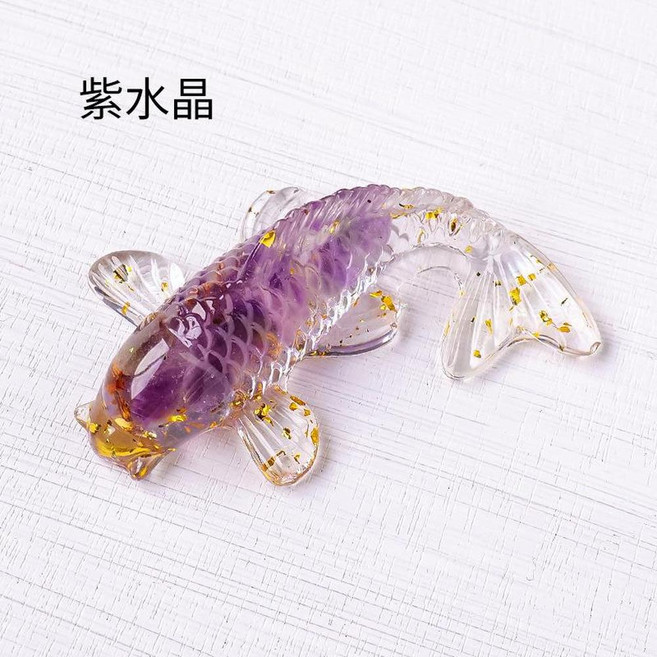 七彩魚造型擺件, 紫水晶, 1套