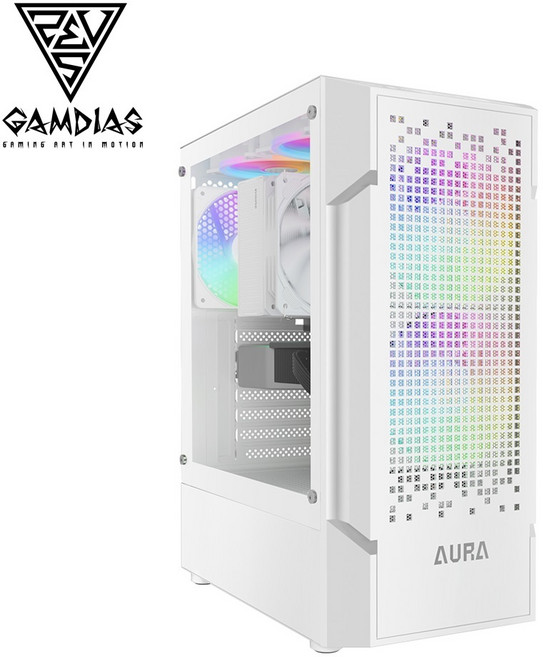 GAMDIAS AURA GC7 ARGB 機殼 電競電腦機箱 支援多風扇安裝 強化散熱, 1個, 白色