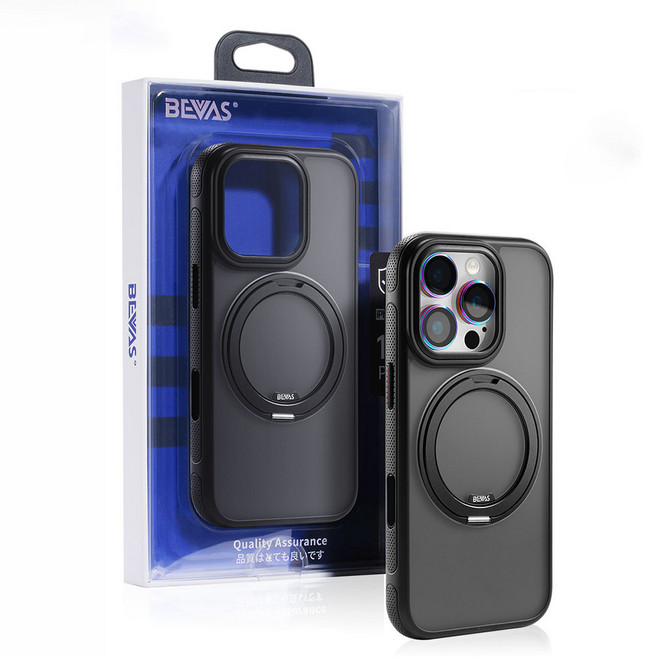 BEVAS 磁吸支架防摔手機殼 適用 iPhone 13~17, 黑色(磁吸支架款) 13promax