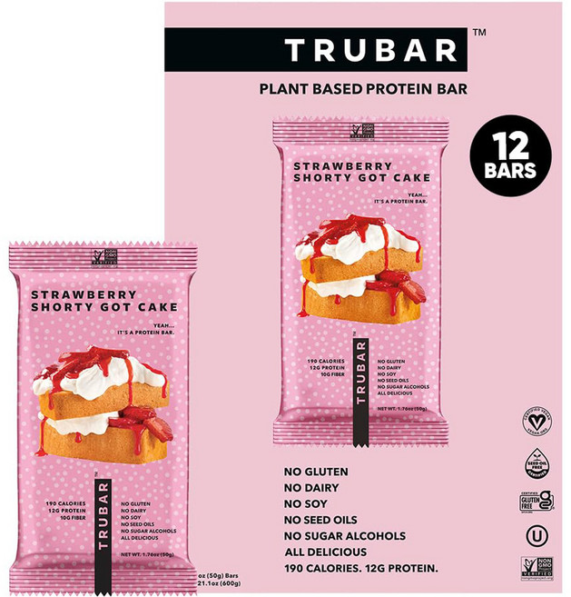 TRU BARBER 純素蛋白棒 草莓水果派口味 12入, 1個, 600g