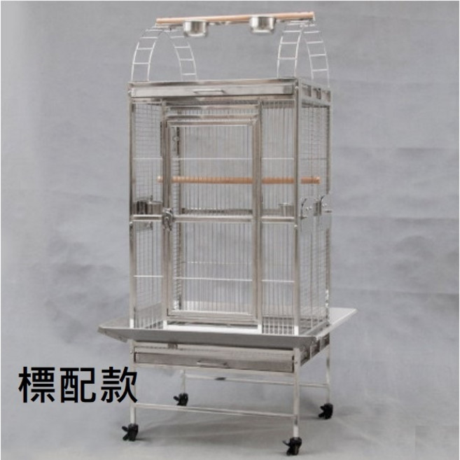 不銹鋼鸚鵡鳥籠 灰鸚折衷葵花 中大型鳥鸚鵡籠 有外掛口stainless steel parrot SS801, 1個, SS801 (標配)
