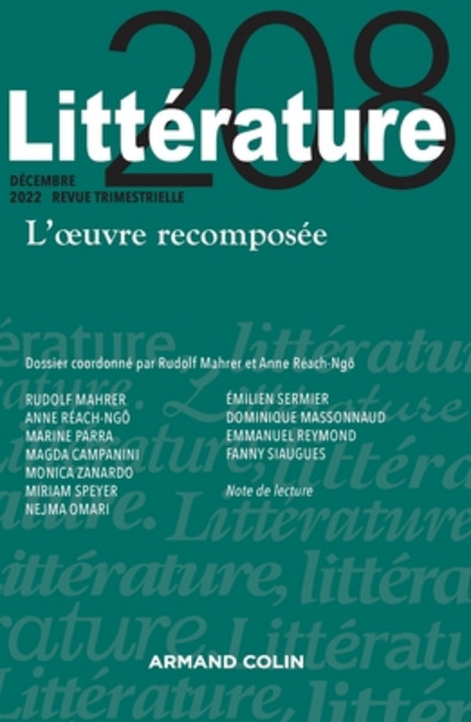 (英文書)Littérature N°208 4/2022 L'oeuvre recomposée: L'oeuvre recomposée 平裝版, Armand Colin, 英文
