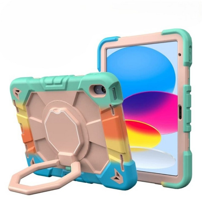 適用於 蘋果 2025年 iPad A16 11吋 A3354 A3355 A3356 保護套 矽膠軟套 支架 防摔效果非常好, 防摔殼 (黑橘色), 1個