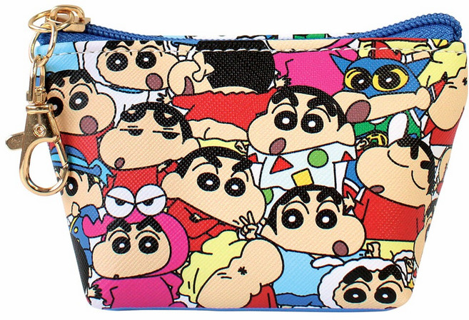 CRAYON SHINCHAN 蠟筆小新 日本正版 萌趣滿版零錢包 藍色可愛收納包