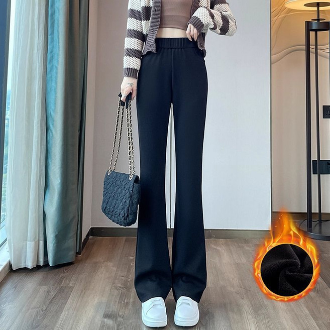 微喇褲女 顯瘦 高腰 闊腿褲 保暖 垂感