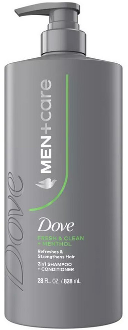 Dove 多芬 男士 + 護理 2合1洗髮精 + 潤髮乳 清新潔淨 + 薄荷醇, 1個, 828ml