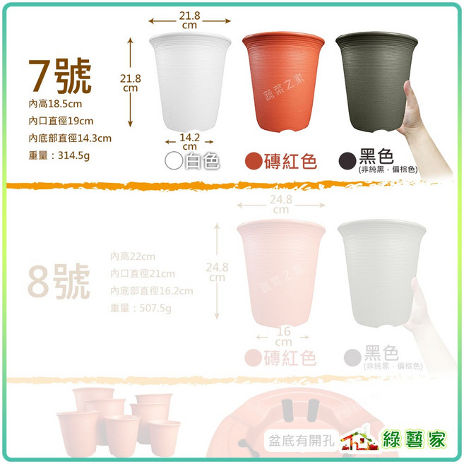 綠藝家 仿陶質感塑陶盆, 1個, 塑陶盆7號-高(珊瑚紅), 珊瑚紅, 塑陶盆7號-高
