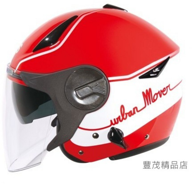 ZEUS 瑞獅 ZS-612A AD1 3/4罩 半罩安全帽 內墨鏡 雙鏡片, 紅白, 1個