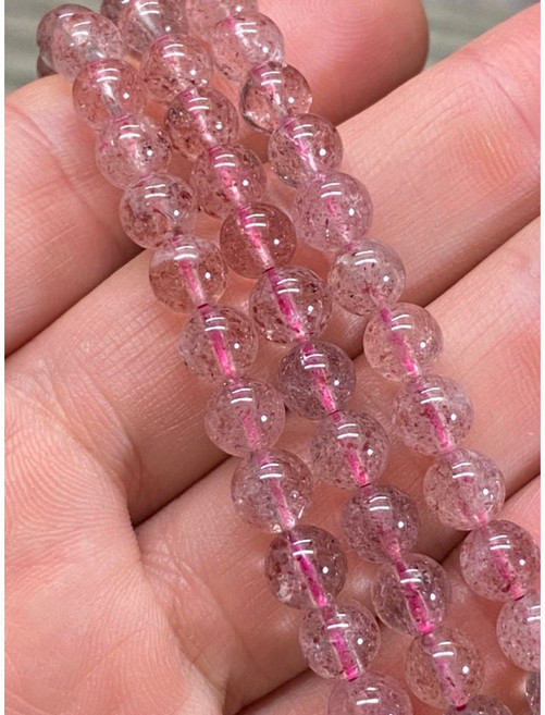 天然草莓晶6.5 mm三圈手珠, 1個