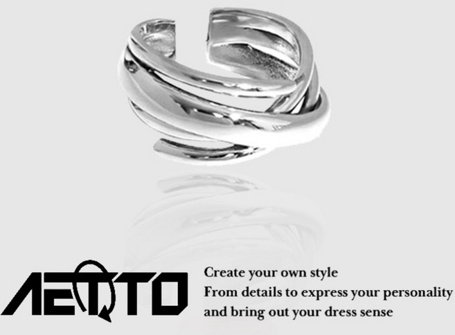 AETTO 交錯設計戒指 簡約百搭個性風銀戒指 男女可戴