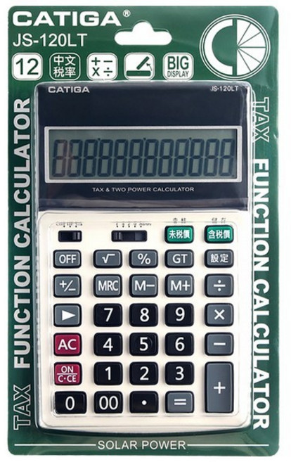 CATIGA 計算機 JS-120LT 中文稅率 商用12位數 大太陽能, 1個, CATIGA | JS-120LT