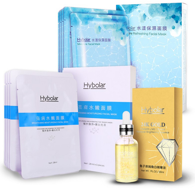 Hybolar 煥膚靚白組 魚子萊姆煥白精華 潤白水嫩面膜 水漾保濕面膜, 1個