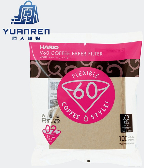 Hario V60 錐形濾紙 100入 無漂白/漂白 VCF-01 VCF-02 手沖咖啡濾紙, 1個, VCF-02【2~4人份】100張 無漂
