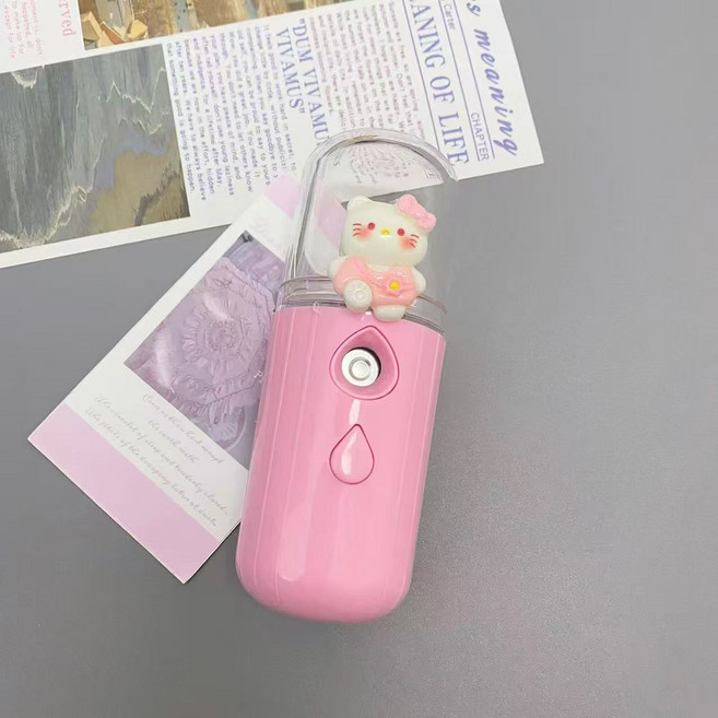 納米噴霧補水儀 USB充電 迷你便攜, USB充電款, 淺粉小貓噴霧