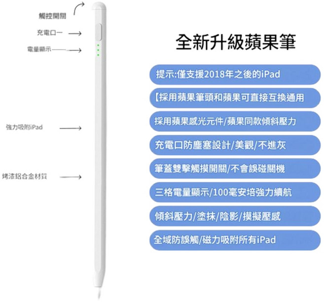 HANQI 平板觸控筆主動筆手寫筆繪圖筆, ipad款, 1個