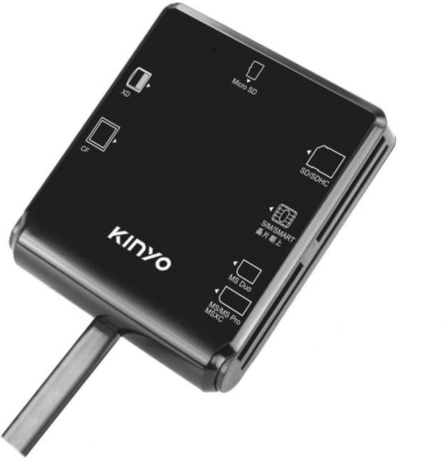 KINYO 耐嘉 多合一晶片讀卡機 KCR-6254, 黑, 1個