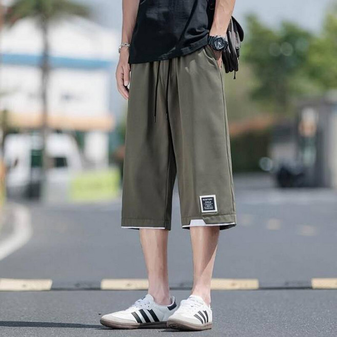 男夏季寬鬆直筒吸濕排汗七分褲