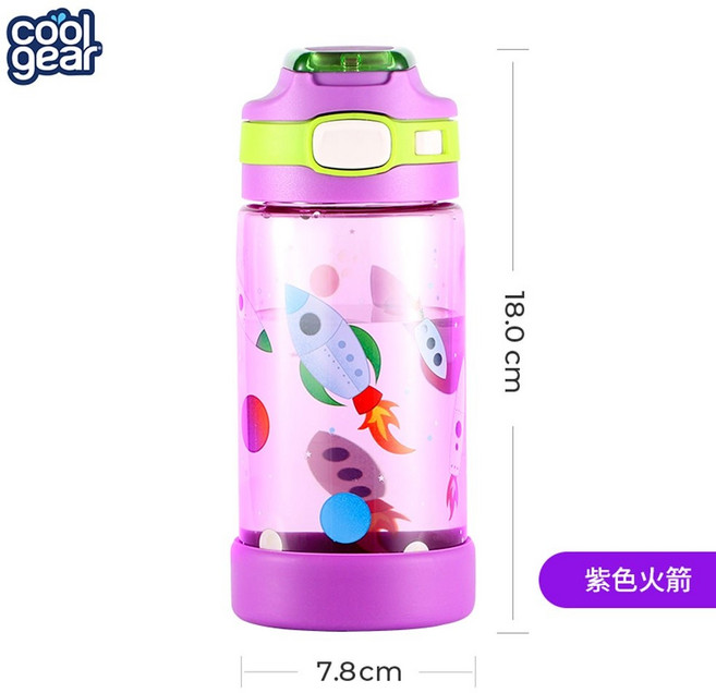 COOL GEAR 兒童彈蓋直飲式水壺 500ml Tritan 藍色熊熊, 1個, 紫色火箭 / 8919