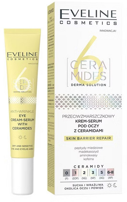 Eveline 神經醯胺眼霜 20ml 藍銅胜肽配方 乾敏肌適用 深層保濕修護, 1個