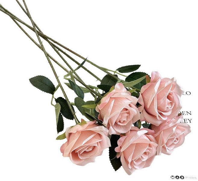 模擬玫瑰花束 單支假花 客廳餐桌擺飾 婚禮堂插花裝飾, 豆沙色 花朵直徑7cm, 1個