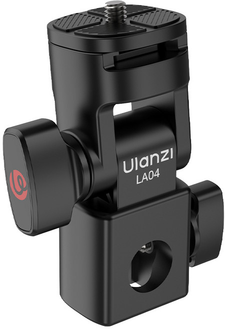 Ulanzi LA04 燈架轉接支架 CNC鋁合金製 1/4螺絲接口 冷靴快拆 180度俯仰 L121 補光燈 王冠, 1個