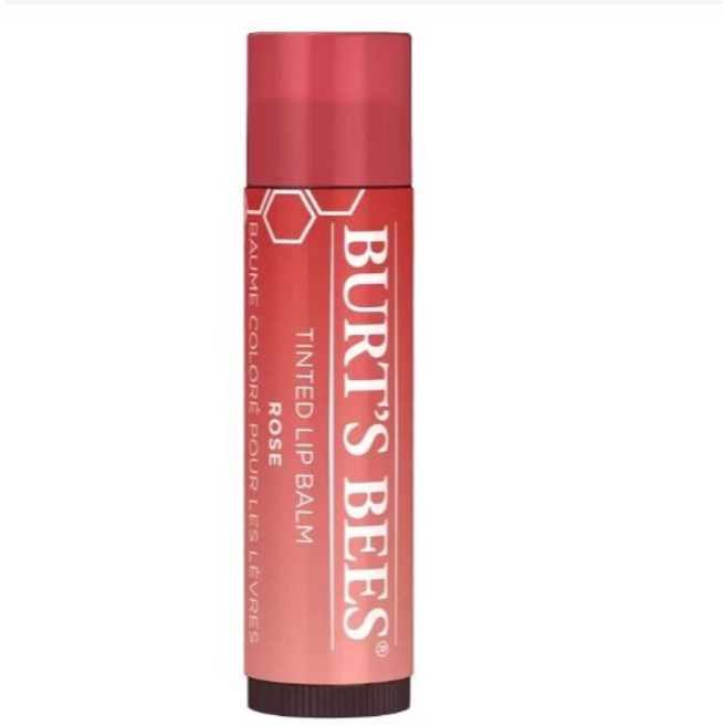 Burt's Bees 潤色護唇膏 玫瑰紅 4.25g 美國進口 滋潤保濕, 1個, 玫瑰紅 Rose, 玫瑰紅/無味
