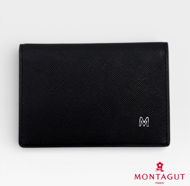MONTAGUT 夢特嬌 時尚頭層牛皮真皮皮夾 黑色