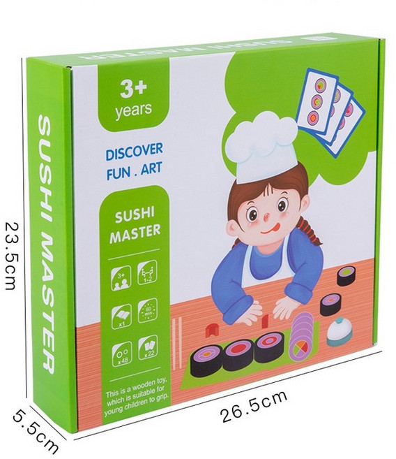 木製玩具E2G 壽司高手多人對戰桌遊遊戲 兒童益智思維桌遊 商檢合格, 1個, 彩盒