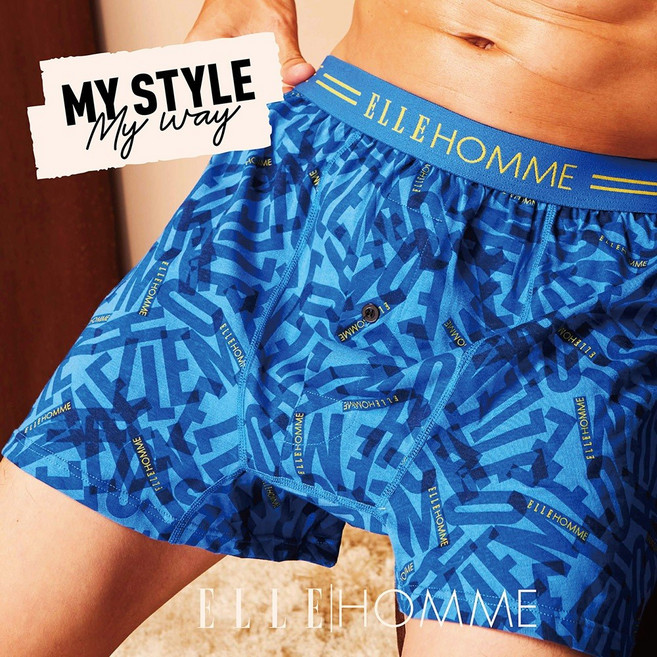 【ELLE HOMME】摩登空氣棉平口褲 大平口 內褲 寬鬆 有開襟 五片式