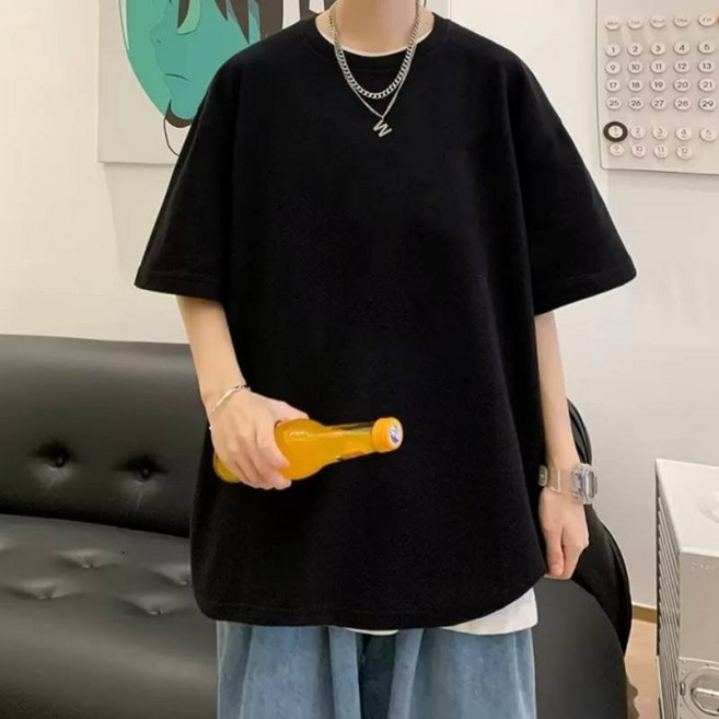 歐北潮流 M-8XL 棉質落肩款五分袖 情侶裝 T恤 潮牌衣服 男生衣服