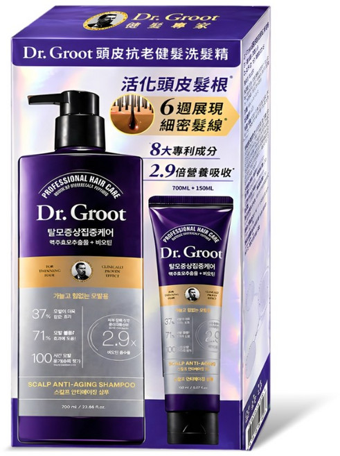 Dr. Groot 頭皮抗老健髮洗髮精, 1件, 850ml
