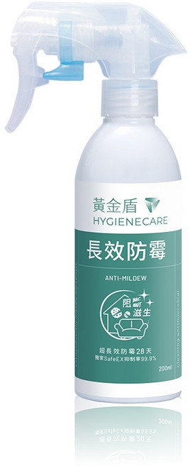 黃金盾長效防霉噴霧 有效抑制霉菌滋生 居家環境持久清新 輕鬆維護浴室、廚房等潮濕區域, 1個, 200ml