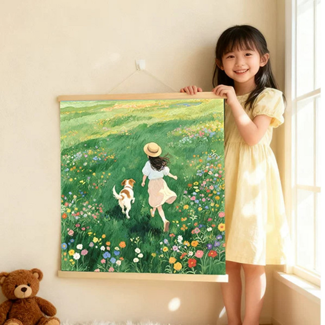 可愛卡通貓咪油畫掛畫 30*30cm 高檔環保厚款油畫布 實木掛軸 送掛鉤, GH479 - 6