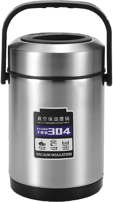 304不鏽鋼 真空保溫提鍋 2L 14*23cm, 鋼本色, 1個
