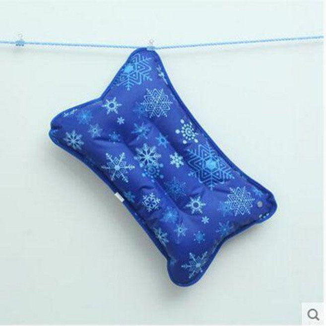 注水冰枕 成人夏季午睡涼感透氣水枕頭, 深藍雪花